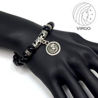 VIRGO ZODIAC- Healing Gemstone Bracelets According to Zodiac Series -8 mm Black Obsidian Beads- Astrology Healing Stress Relief Bracelets