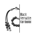 Greek KOMBOLOI Series Worry Beads Begleri Pony Anxiety Beads Rosary Relaxation Stress Relief (Black Hematite Round Beads -8 mm, 21 Beads)