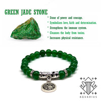 AQUARIUS ZODIAC Healing Gemstone Bracelets According to Zodiac Series -8 mm Green Jade Beads- Astrology Healing Stress Relief Bracelets