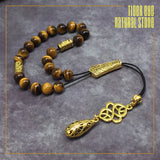 Greek KOMBOLOI Worry Beads Anxiety Beads Rosary Relaxation Stress Relief -TIGER EYE STONE BEADS -8mm Diameter-