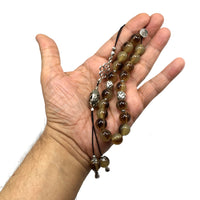 Greek KOMBOLOI, Worry Beads, Anxiety Beads, Relaxing Beads, Stress Relief Relaxation (Saddle Brown -12 mm- 19 Big Beads)