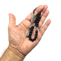Greek KOMBOLOI Worry Beads Anxiety Beads Rosary Relaxation Stress Relief -MATTE BLACK ONYX BEADS -8mm Diameter-