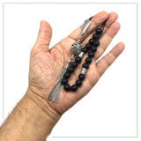 Greek KOMBOLOI Worry Beads Anxiety Beads Rosary Relaxation Stress Relief -MATTE BLACK ONYX BEADS -10mm Diameter-