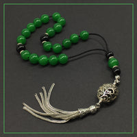 Greek KOMBOLOI Worry Beads Anxiety Beads Rosary Relaxation Stress Relief -GREEN JADE BEADS -10mm Diameter-