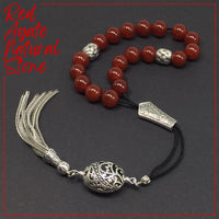 Greek KOMBOLOI Worry Beads Anxiety Beads Rosary Relaxation Stress Relief -RED AGATE STONE BEADS -10mm Diameter-