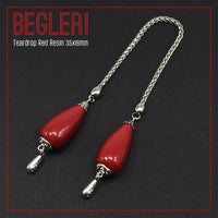 Greek KOMBOLOI  BEGLERI Worry Beads Anxiety Beads Rosary Relaxation Stress Relief -RED RESIN DROP BEADS - 35X16MM