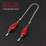 Greek KOMBOLOI  BEGLERI Worry Beads Anxiety Beads Rosary Relaxation Stress Relief -RED RESIN DROP BEADS - 35X16MM