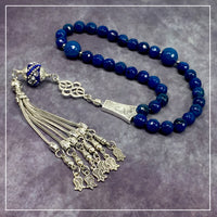 Blue Agate & Indonesia Beads Design Tesbih, Muslim Tasbih, Tasbeeh, Misbaha, Worry Beads, Muslim Prayer Beads, Rosary,  (8mm 33 Faceted Beads)