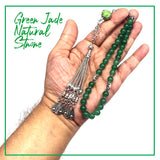 Muslim Tasbih, Tasbeeh, Misbaha, Worry Beads, Muslim Prayer Beads, Rosary, Green Jade & Indonesia Beads Design Tesbih (8 mm 33 Beads)