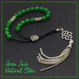 Greek KOMBOLOI Worry Beads Anxiety Beads Rosary Relaxation Stress Relief -GREEN JADE BEADS -8mm Diameter-