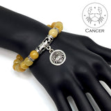 CANCER ZODIAC Healing Gemstone Bracelets According to Zodiac Series -8 mm Yellow Jade Beads- Astrology Healing Stress Relief Bracelets