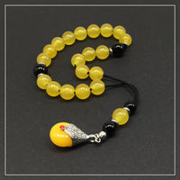 Greek KOMBOLOI Worry Beads Anxiety Beads Rosary Relaxation Stress Relief -YELLOW JADE STONE BEADS -10mm Diameter-