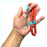 BIG Prayer Beads Stress Beads Worry Beads Tesbih Tasbih Tasbeeh Misbaha Subha Rosary (Candy Apple Resin Beads -13X9 mm- 33 Beads)