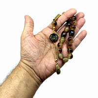 Relaxing Stress Relief Big Beads Prayer Beads, Worry Beads, Masbaha, Maskot Tesbih, Tasbih Misbaha (12 mm 19 Saddle Brown Resin Beads )