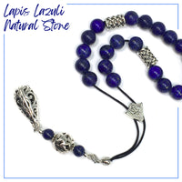 Greek KOMBOLOI Worry Beads Anxiety Beads Rosary Relaxation Stress Relief -LAPIS LAZULI STONE BEADS -8mm Diameter-
