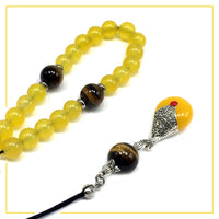 Greek KOMBOLOI Worry Beads Anxiety Beads Rosary Relaxation Stress Relief -YELLOW JADE STONE BEADS -8mm Diameter-