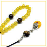 Greek KOMBOLOI Worry Beads Anxiety Beads Rosary Relaxation Stress Relief -YELLOW JADE STONE BEADS -8mm Diameter-