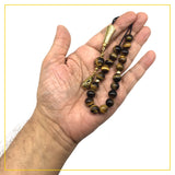 Greek KOMBOLOI Worry Beads Anxiety Beads Rosary Relaxation Stress Relief -TIGER EYE STONE BEADS -10mm Diameter-