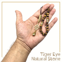 Greek KOMBOLOI Worry Beads Anxiety Beads Rosary Relaxation Stress Relief -TIGER EYE STONE BEADS -8mm Diameter-