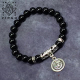 VIRGO ZODIAC- Healing Gemstone Bracelets According to Zodiac Series -8 mm Black Obsidian Beads- Astrology Healing Stress Relief Bracelets