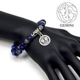 GEMINI ZODIAC Healing Gemstone Bracelets According to Zodiac Series -8 mm Sodalite Stone Beads- Astrology Healing Stress Relief Bracelets