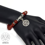 ARIES ZODIAC Healing Gemstone Bracelets According to Zodiac Series -8 mm Red Agate Stone Beads- Astrology Healing Stress Relief Bracelets