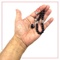 Greek KOMBOLOI Worry Beads Anxiety Beads Rosary Relaxation Stress Relief -SHINY BLACK ONYX BEADS -8mm Diameter-