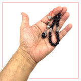 Greek KOMBOLOI Worry Beads Anxiety Beads Rosary Relaxation Stress Relief -SHINY BLACK ONYX BEADS -8mm Diameter-