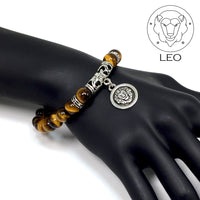 LEO ZODIAC Healing Gemstone Bracelets According to Zodiac Series -8 mm Tiger Eye Stone Beads- Astrology Healing Stress Relief Bracelets