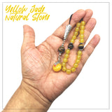 Greek KOMBOLOI Worry Beads Anxiety Beads Rosary Relaxation Stress Relief -YELLOW JADE STONE BEADS -8mm Diameter-