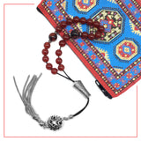Greek KOMBOLOI Worry Beads Anxiety Beads Rosary Relaxation Stress Relief -RED AGATE STONE BEADS -8mm Diameter-