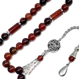 Miracle Red Agate Natural Stone Muslim Big Tasbih, Tasbeeh, Misbaha, Worry Beads, Muslim Prayer Beads, Rosary, Tesbih (10 mm 33 Beads)