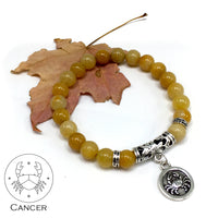 CANCER ZODIAC Healing Gemstone Bracelets According to Zodiac Series -8 mm Yellow Jade Beads- Astrology Healing Stress Relief Bracelets