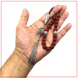 Greek KOMBOLOI Worry Beads Anxiety Beads Rosary Relaxation Stress Relief -RED AGATE STONE BEADS -10mm Diameter-