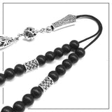 Greek KOMBOLOI Worry Beads Anxiety Beads Rosary Relaxation Stress Relief -MATTE BLACK ONYX BEADS -8mm Diameter-