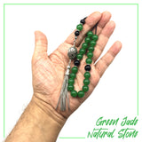 Greek KOMBOLOI Worry Beads Anxiety Beads Rosary Relaxation Stress Relief -GREEN JADE BEADS -10mm Diameter-