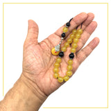 Greek KOMBOLOI Worry Beads Anxiety Beads Rosary Relaxation Stress Relief -YELLOW JADE STONE BEADS -10mm Diameter-