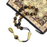 Greek KOMBOLOI Worry Beads Anxiety Beads Rosary Relaxation Stress Relief -TIGER EYE STONE BEADS -10mm Diameter-