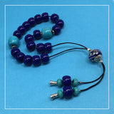 Greek KOMBOLOI Series- Worry Beads Begleri Pony Anxiety Beads Rosary Relaxation Stress Relief (Navy Blue Resin Beads - 13x9 mm, 19 Beads-)