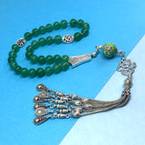 Muslim Tasbih, Tasbeeh, Misbaha, Worry Beads, Muslim Prayer Beads, Rosary, Green Jade & Indonesia Beads Design Tesbih (8 mm 33 Beads)