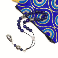 Greek KOMBOLOI Worry Beads Anxiety Beads Rosary Relaxation Stress Relief -LAPIS LAZULI STONE BEADS -8mm Diameter-