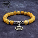 CANCER ZODIAC Healing Gemstone Bracelets According to Zodiac Series -8 mm Yellow Jade Beads- Astrology Healing Stress Relief Bracelets