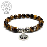 LEO ZODIAC Healing Gemstone Bracelets According to Zodiac Series -8 mm Tiger Eye Stone Beads- Astrology Healing Stress Relief Bracelets