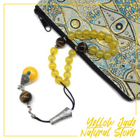 Greek KOMBOLOI Worry Beads Anxiety Beads Rosary Relaxation Stress Relief -YELLOW JADE STONE BEADS -8mm Diameter-