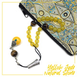 Greek KOMBOLOI Worry Beads Anxiety Beads Rosary Relaxation Stress Relief -YELLOW JADE STONE BEADS -8mm Diameter-