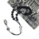 Greek KOMBOLOI Worry Beads Anxiety Beads Rosary Relaxation Stress Relief -MATTE BLACK ONYX BEADS -8mm Diameter-