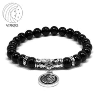 VIRGO ZODIAC- Healing Gemstone Bracelets According to Zodiac Series -8 mm Black Obsidian Beads- Astrology Healing Stress Relief Bracelets