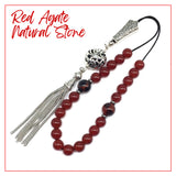Greek KOMBOLOI Worry Beads Anxiety Beads Rosary Relaxation Stress Relief -RED AGATE STONE BEADS -8mm Diameter-