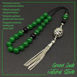 Greek KOMBOLOI Worry Beads Anxiety Beads Rosary Relaxation Stress Relief -GREEN JADE BEADS -10mm Diameter-