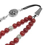 Greek KOMBOLOI Worry Beads Anxiety Beads Rosary Relaxation Stress Relief -RED AGATE STONE BEADS -10mm Diameter-